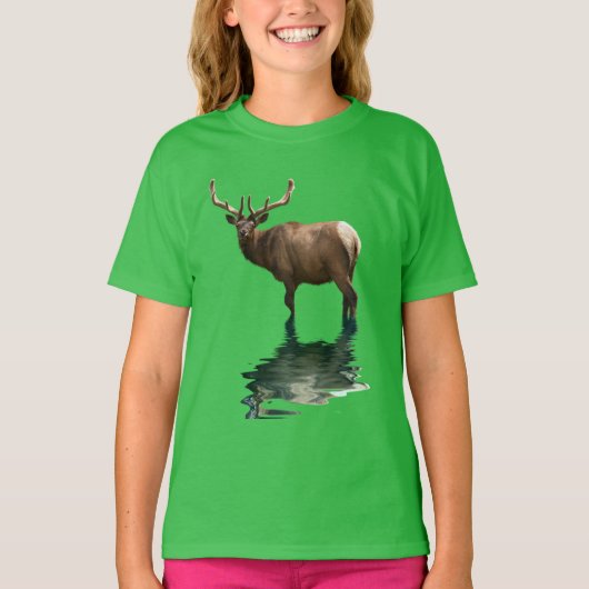 Antlered Wapiti Elk Wildlife Supporter Art T-shirt (Voorkant)