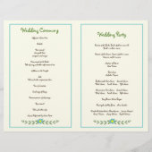 Antlers & aqua flower monogram bruiloft programma (Achterkant)