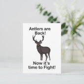 Antlers Are Back It's Time To Fight Deer Quote Briefkaart (Staand voorkant)
