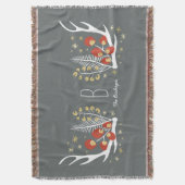 Antlers Berries en Pine | Throw Blanket Deken (Voorkant Verticaal)