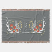 Antlers Berries en Pine | Throw Blanket Deken (Voorkant)