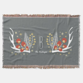 Antlers Berries en Pine | Throw Blanket Deken