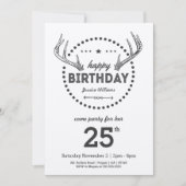 Antlers Birthday Retro geïnspireerde uitnodiging (Voorkant)