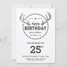 Antlers Birthday Retro geïnspireerde uitnodiging