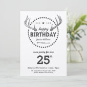 Antlers Birthday Retro geïnspireerde uitnodiging (Staand voorkant)