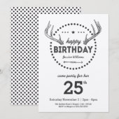 Antlers Birthday Retro geïnspireerde uitnodiging (Voorkant / Achterkant)