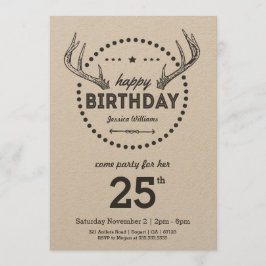 Antlers Birthday Retro geïnspireerde uitnodiging