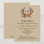 Antlers & bloemen monogram bruiloft koppels douche kaart (Voorkant / Achterkant)