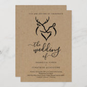 Antlers Doe & Deer Heart Hunters Weddenschap Kaart (Voorkant / Achterkant)