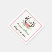 Antlers en bloemen bos monogram bruiloft servet (Hoek)