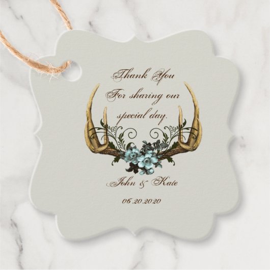 Antlers en Rozen Dank u Label (Voorkant)