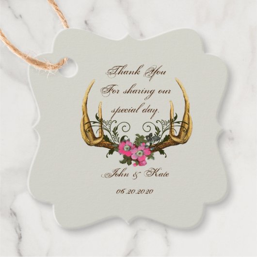 Antlers en Rozen Roze Dank u Label (Voorkant)