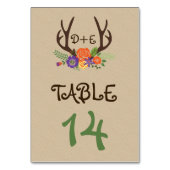 Antlers en sinaasappels bloemen trouwtafel nummer kaart (Voorkant)