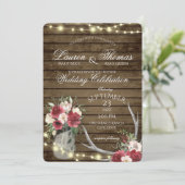 Antlers en String Lights Rustic Burgundy Floral I Kaart (Staand voorkant)