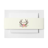 Antlers en wilde bloemen monogram woodlandbruiloft uitnodigingen wikkel (Voorkant Voorbeeld)