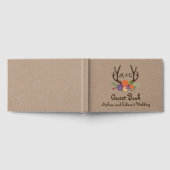 Antlers flormonogram boho bruiloft gastboek gastenboek (Volledig)