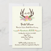 Antlers & Flowers monogram bruiloft vrijgezellenfe Kaart (Voorkant)