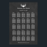 Antlers & Heart Tying The Knot Seating Chart 250 Poster<br><div class="desc">Uniek huwelijksontwerp met antilens met licht en een hart,  op een krijtbordachtergrond,  waardoor het perfect is voor de plattelands-,  land-,  schuur- of westerne bruiloft. Gebruik het gereedschap Aanpassen om uw gegevens toe te voegen. Ga voor meer informatie naar mijn Rustic Deer Antlers & Heart Wedding Collectie.</div>