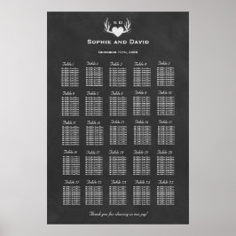 Antlers & Heart Tying The Knot Seating Chart 250 Poster