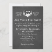 Antlers & Heart Tying The Knot Wedding Invitation Kaart (Voorkant)
