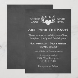 Antlers & Heart Tying The Knot Wedding Invitation Kaart
