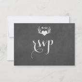 Antlers & Heart Tying the Knot Wedding RSVP (Voorkant)