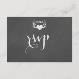 Antlers & Heart Tying the Knot Wedding RSVP Kaartje