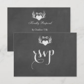 Antlers & Heart Tying the Knot Wedding RSVP Kaartje (Voorkant / Achterkant)