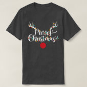 Antlers kerstlampjes rendiergezicht Rudolph Red T-shirt (Design voorkant)