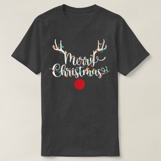 Antlers kerstlampjes rendiergezicht Rudolph Red T-shirt (Design voorkant)