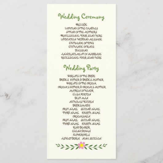 Antlers & koraal, roze bloemen bruiloft programma programmakaart (Achterkant)