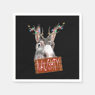 Antlers Lights Naughty Sign Funny Kerstsleutel Servet