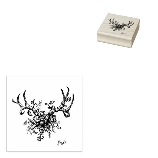 Antlers met bloemen stempel (Gestempeld)