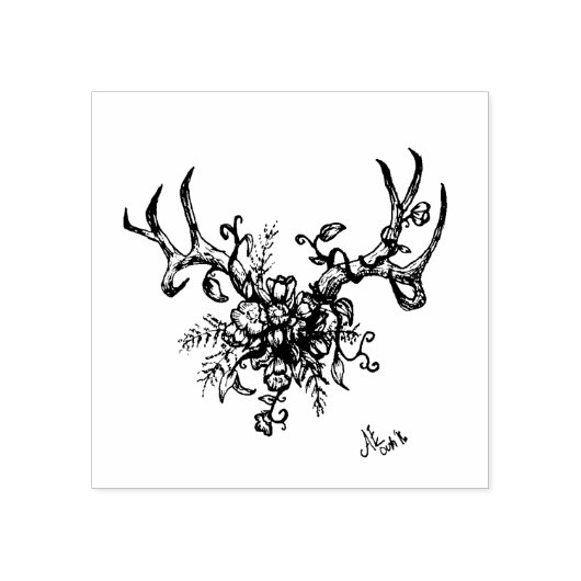 Antlers met bloemen stempel (Afrduk)