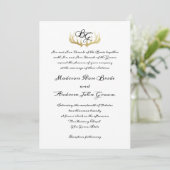 Antlers Monogram en Woodland Trees Wedding Kaart (Staand voorkant)