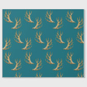Antlers Pattern Dark Blauwgroen Blue Masculine Gif Cadeaupapier (Vlak)