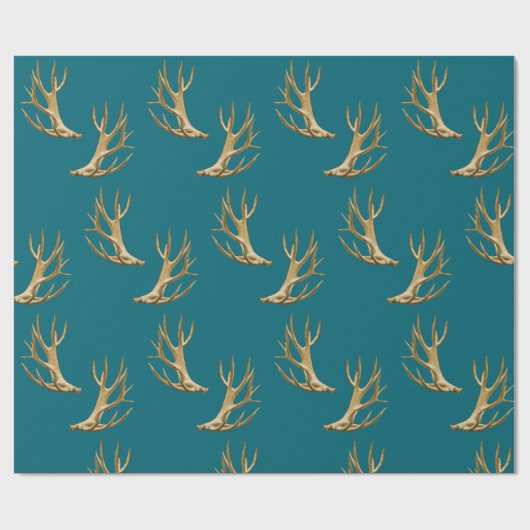 Antlers Pattern Dark Blauwgroen Blue Masculine Gif Cadeaupapier (Vlak)