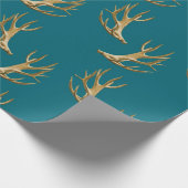 Antlers Pattern Dark Blauwgroen Blue Masculine Gif Cadeaupapier (Hoek)