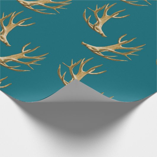 Antlers Pattern Dark Blauwgroen Blue Masculine Gif Cadeaupapier (Hoek)