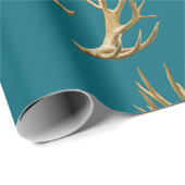 Antlers Pattern Dark Blauwgroen Blue Masculine Gif Cadeaupapier (Rol Hoek)