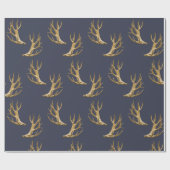 Antlers Pattern Dark Blue Masculine Gift Cadeaupapier (Vlak)