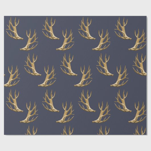 Antlers Pattern Dark Blue Masculine Gift Cadeaupapier (Vlak)