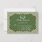Antlers Red Green Plaid Wedding RSVP (Achterkant)