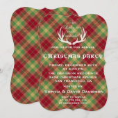 Antlers Red Green Pset met kerstfeest uitnodiging (Voorkant / Achterkant)
