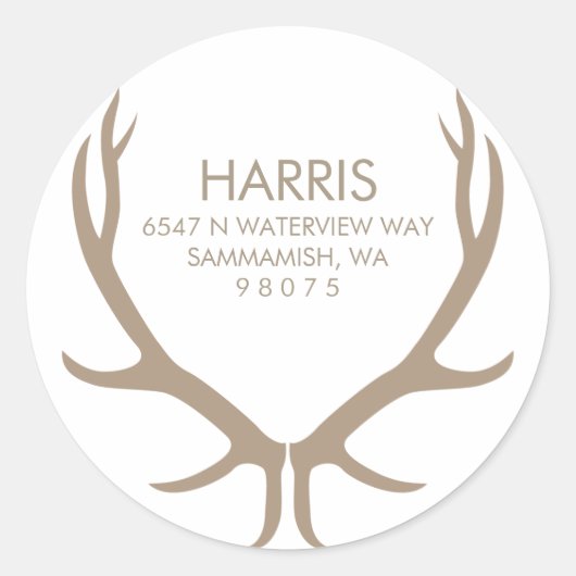 Antlers Retouradreslabel Ronde Sticker (Voorkant)