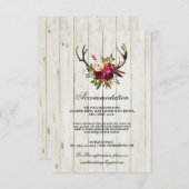Antlers Rustic Accommodation Wood Wedding Cards Informatiekaartje (Voorkant / Achterkant)