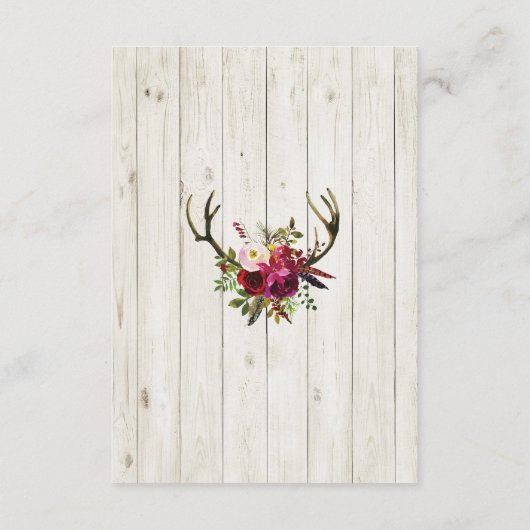 Antlers Rustic Accommodation Wood Wedding Cards Informatiekaartje (Achterkant)