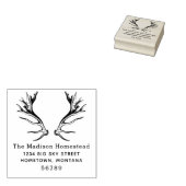 Antlers rustiek adres rubberen stempel (Gestempeld)