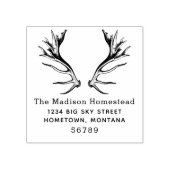 Antlers rustiek adres rubberen stempel (Afrduk)