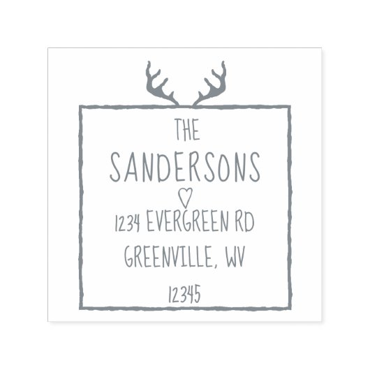 Antlers rustieke bosgrond kalm bos retouradres  zelfinktende stempel (Design)